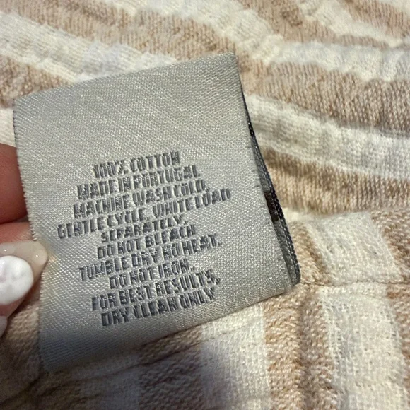 Texteis Penedo Cotton Tan Cream Striped Throw Blanket